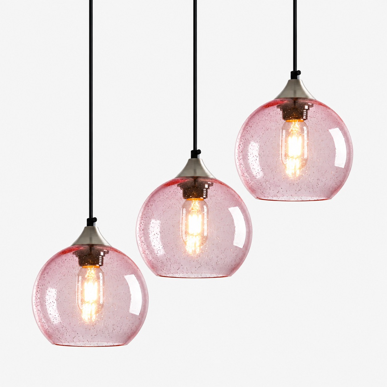 Pink bubble glass globe pendant
