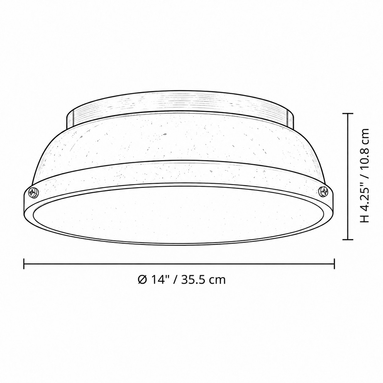 Size diagram Dia 14 in &times; H 4.25 in