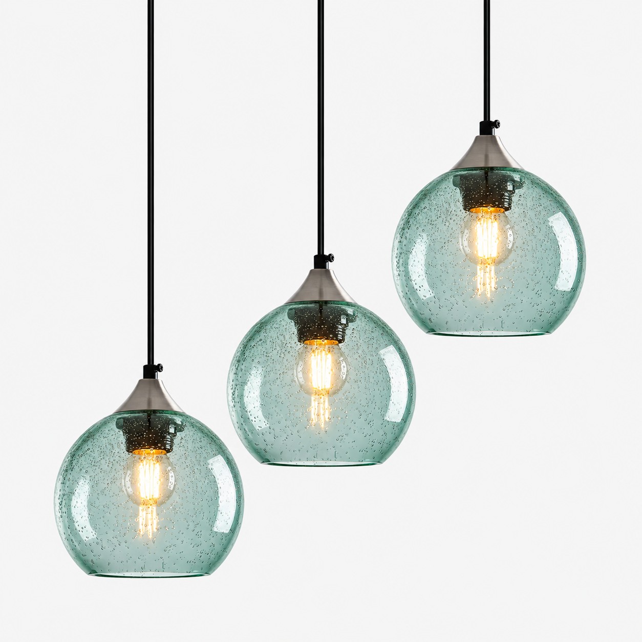 Light Green bubble glass globe pendant