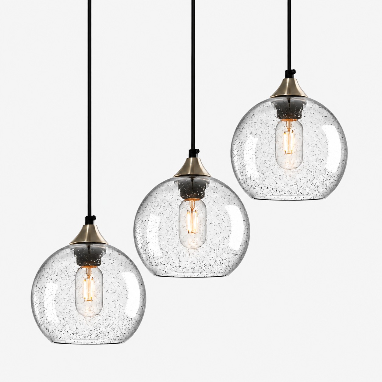 Clear bubble glass globe pendant