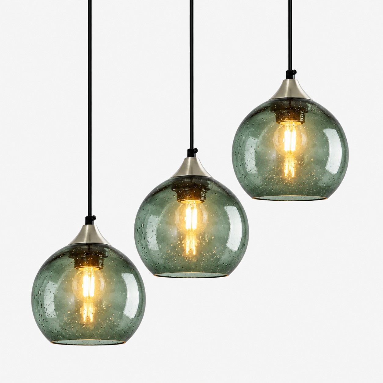 Gray Green bubble glass globe pendant