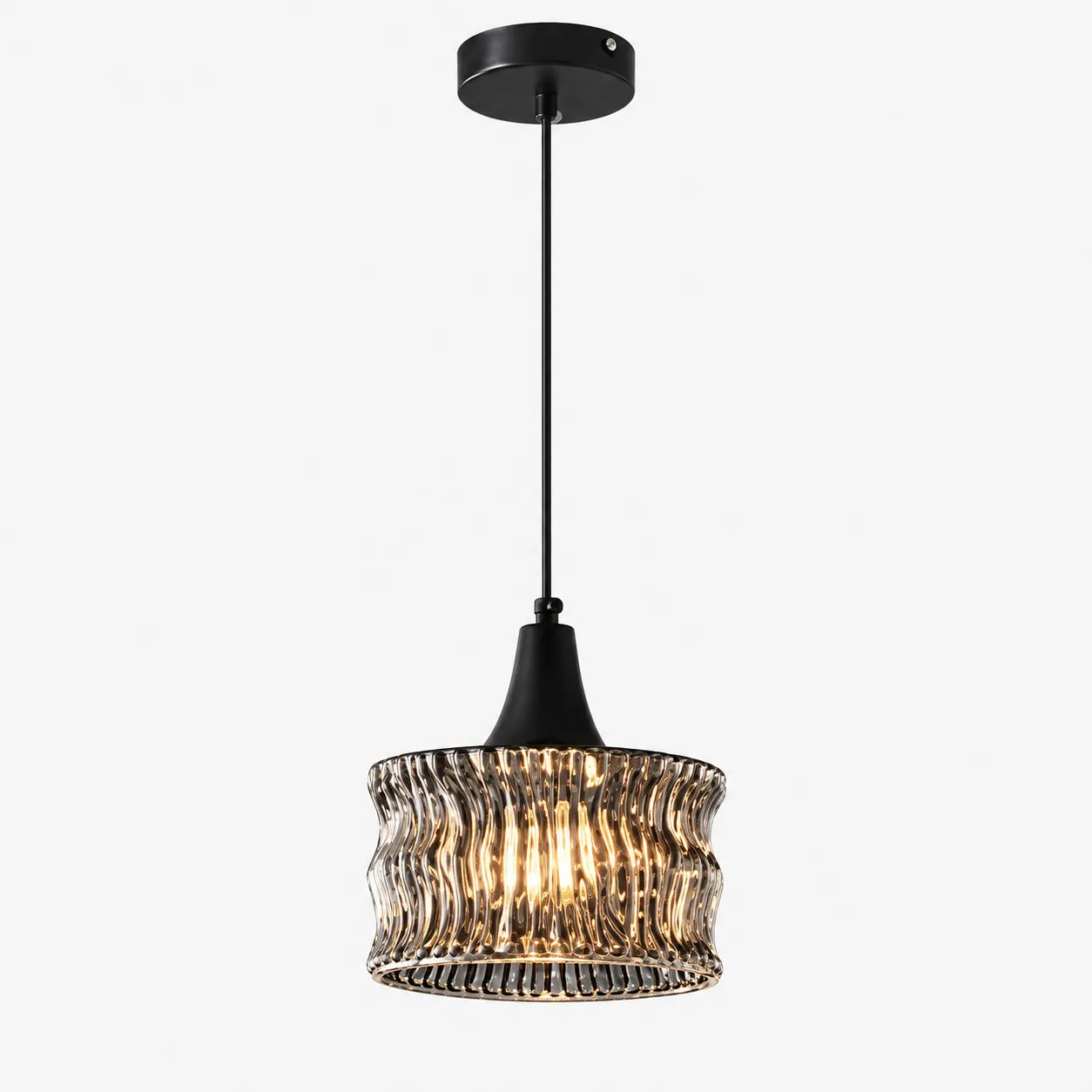 Wabi-Sabi Pendelleuchte aus Messing und Glas