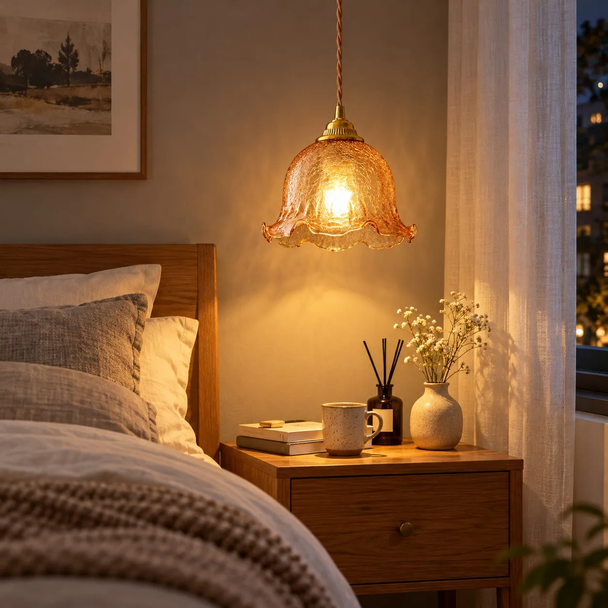 Lampa wisząca Crackle Glass Brass w aranżacji wnętrz