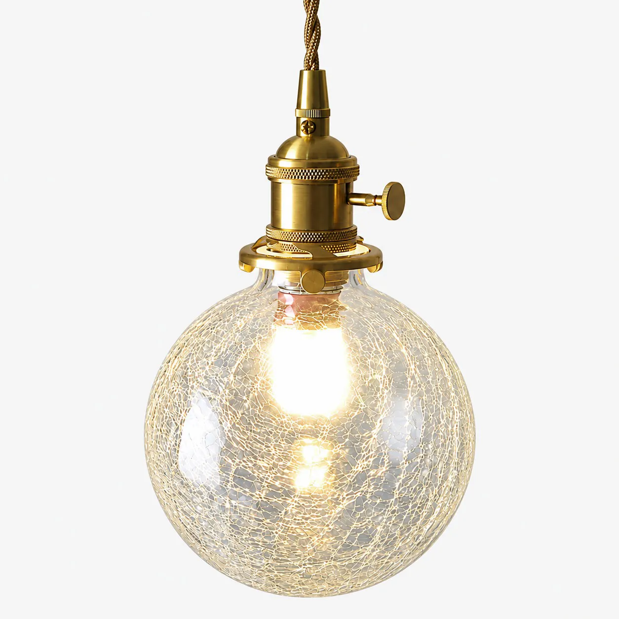 Pendelleuchte mit Crackle-Glaskugel