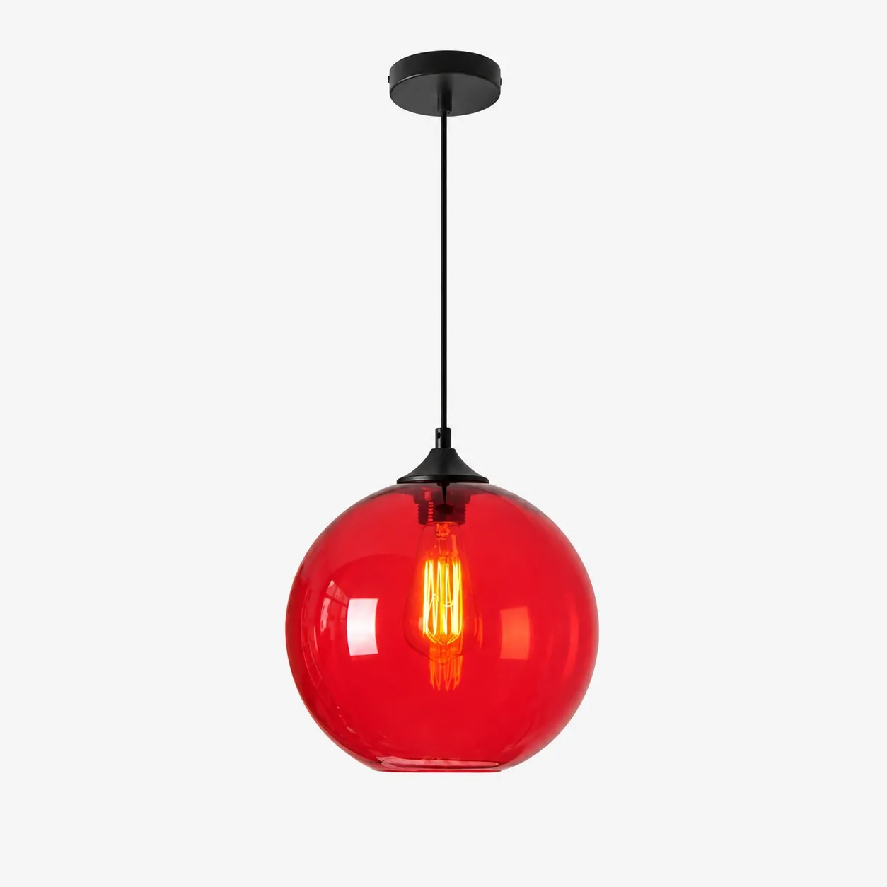 Hanglamp met rookgrijze glazen bol