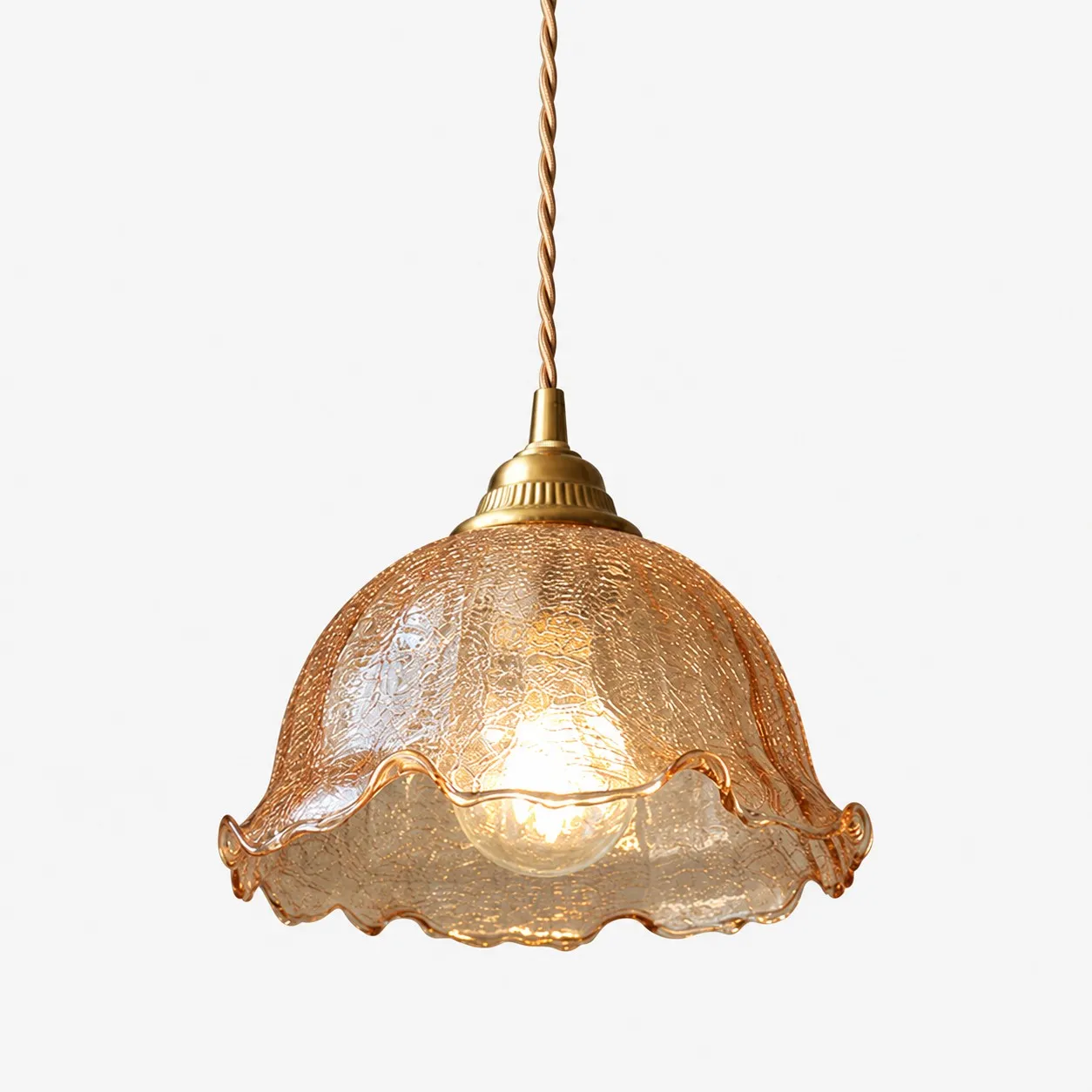 Lampa wisząca z mosiądzu Crackle Glass