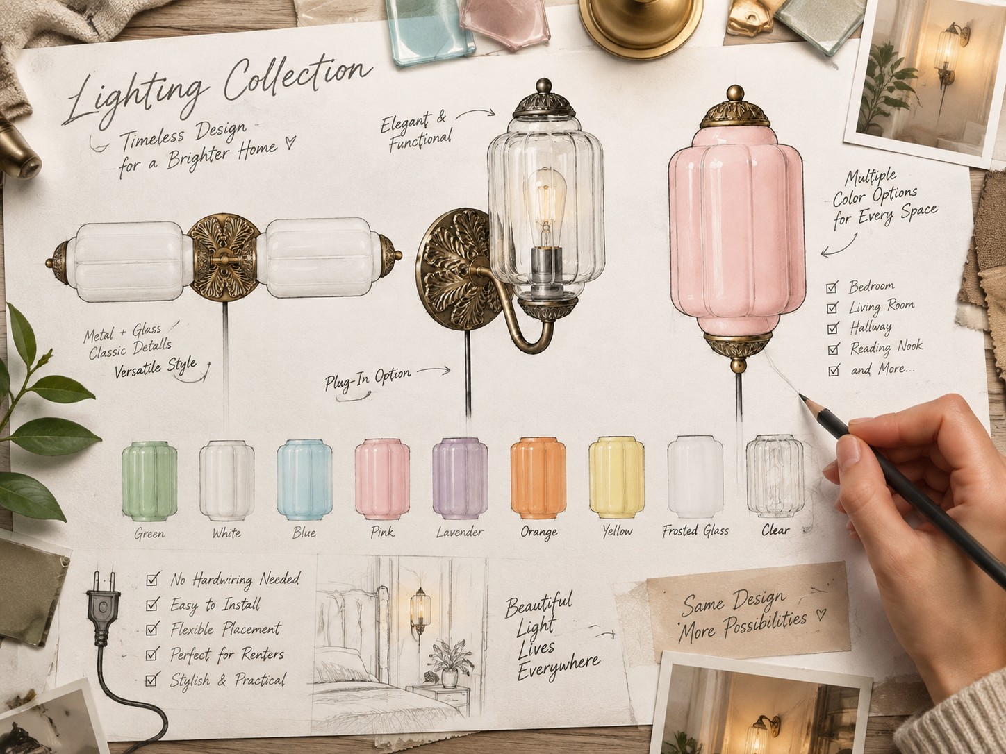 Eine Wandleuchte mit Stecker und Vintage-Linie